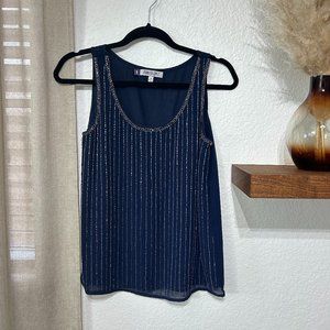 Jennifer Lopez Beaded Top in Midnight Blue - Size XS